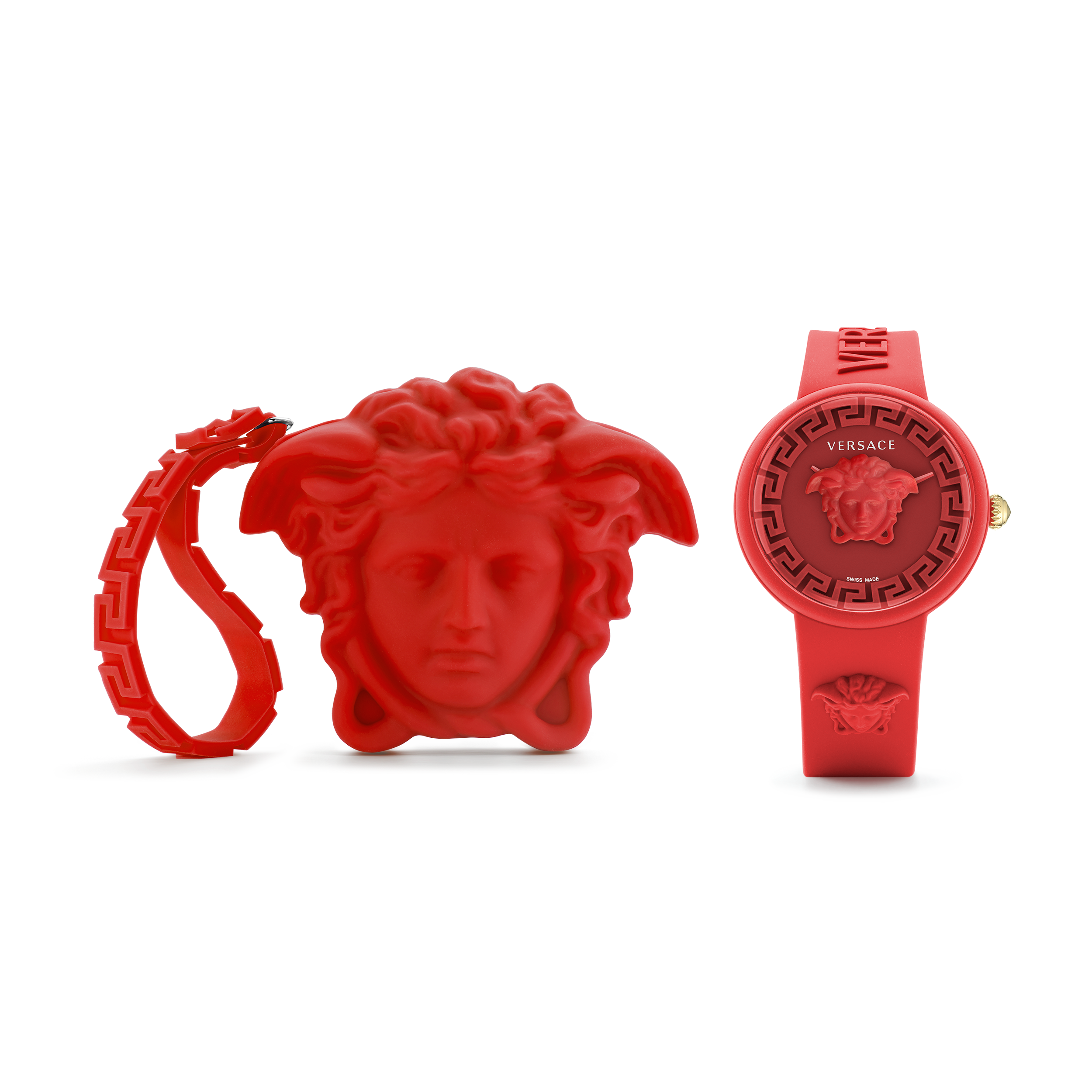 Pre-owned Versace Red Unisexs Analogue Watch Medusa Pop Ve6g00723