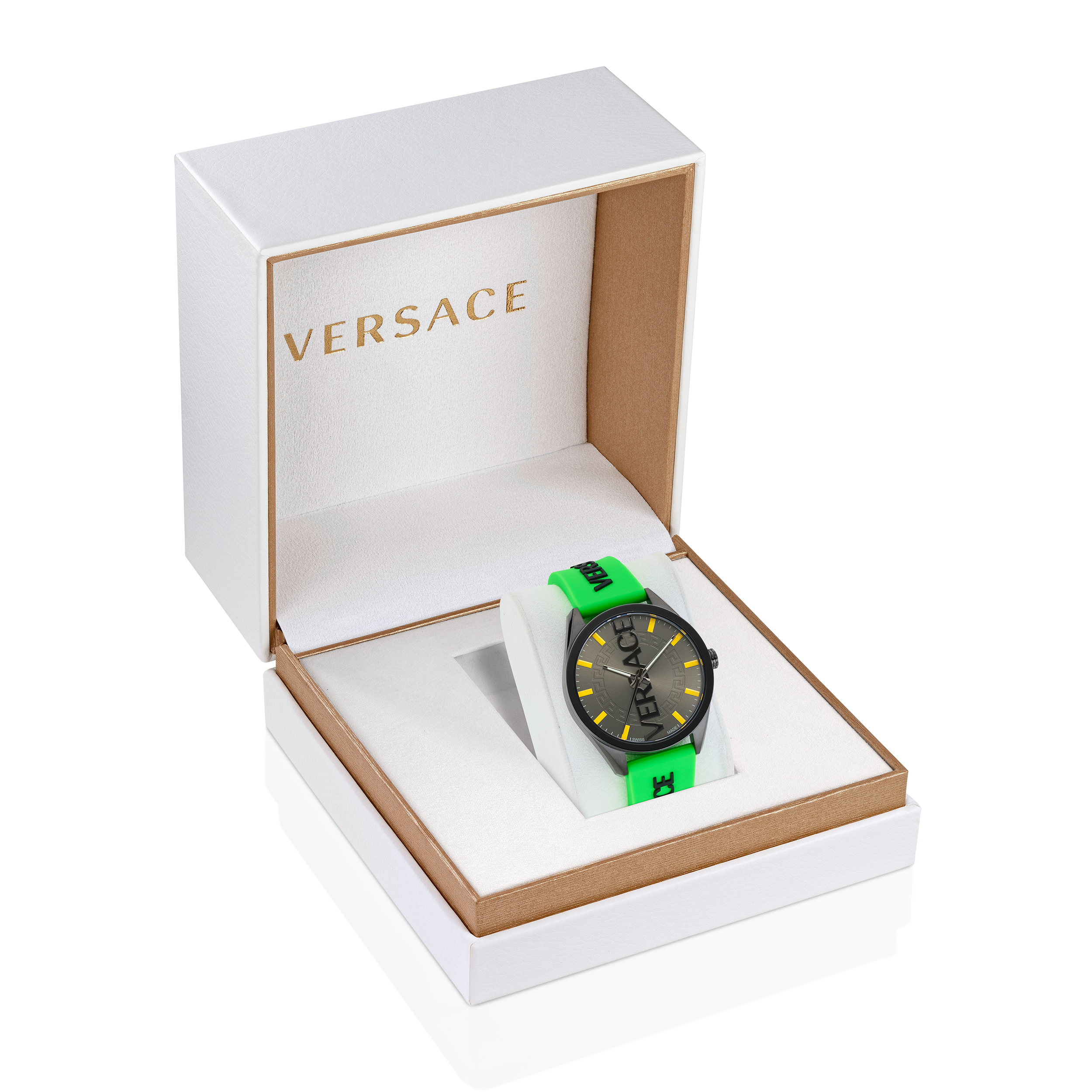 Pre-owned Versace Green Mens Analogue Watch V-vertical Ve3h00923