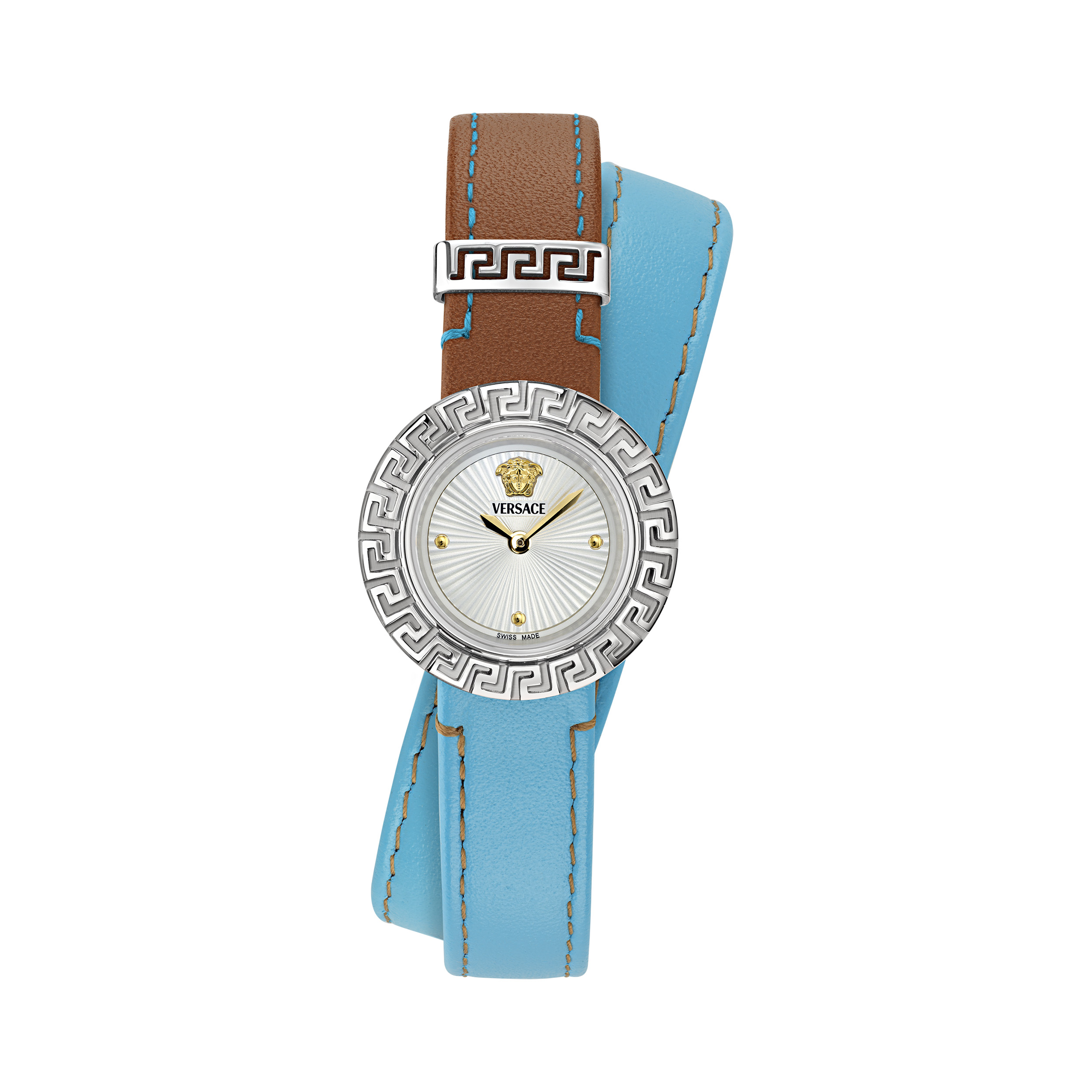 Pre-owned Versace Silver Womens Analogue Watch La Greca Ve8c00324