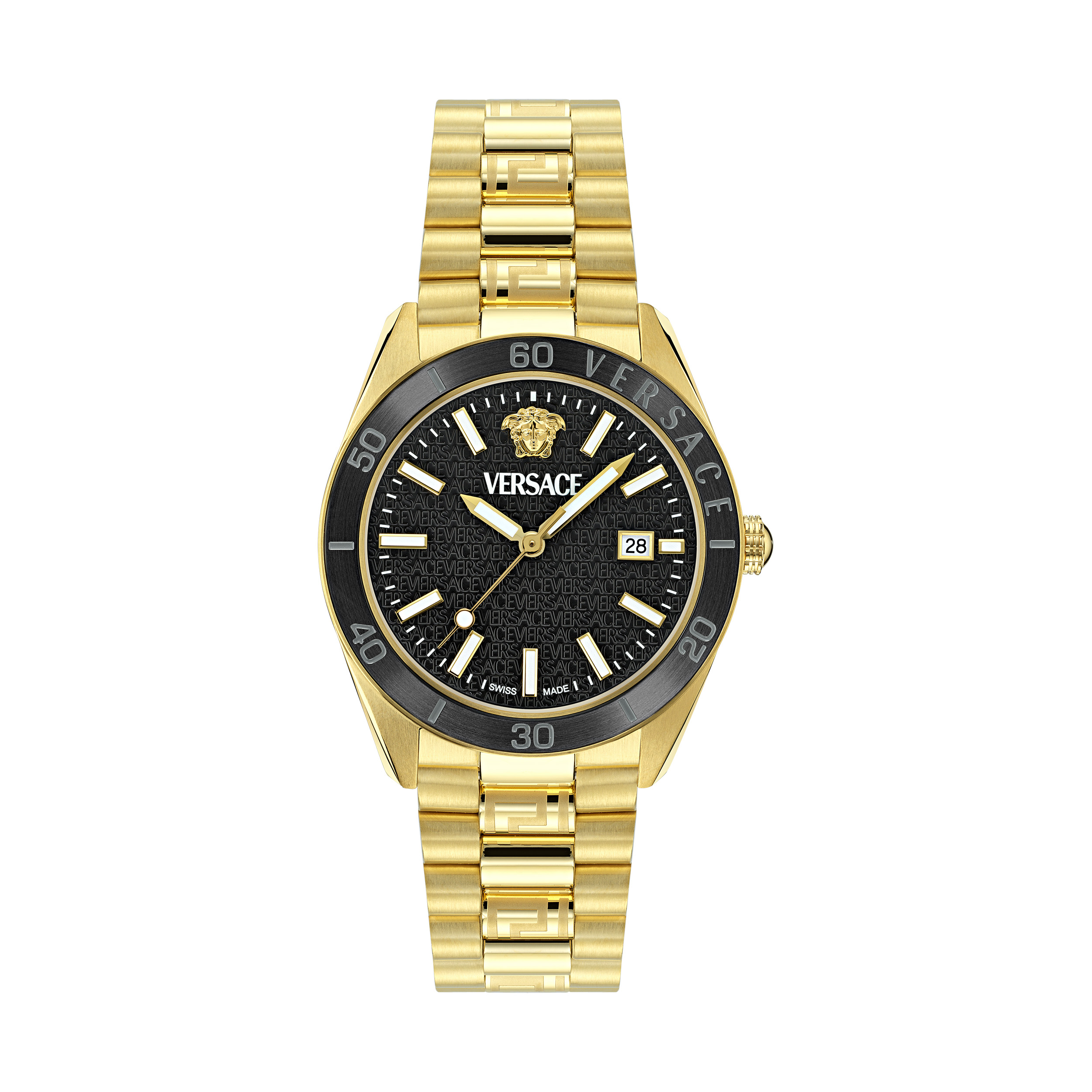 Pre-owned Versace Gold Mens Analogue Watch V-dome Ve8e00624