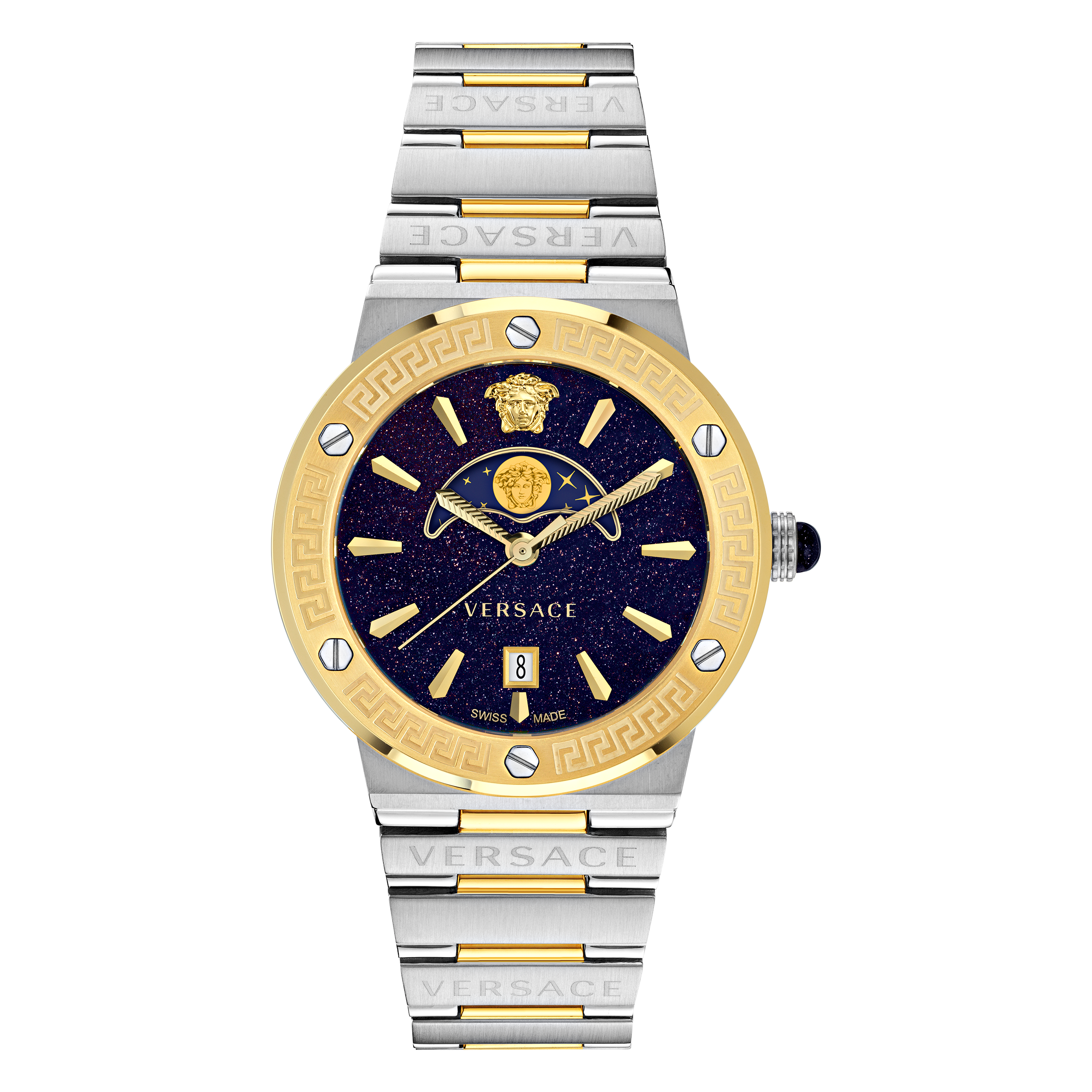 Versace Multicolour Womens Analogue Watch Greca Logo Moonphase VE7G00223