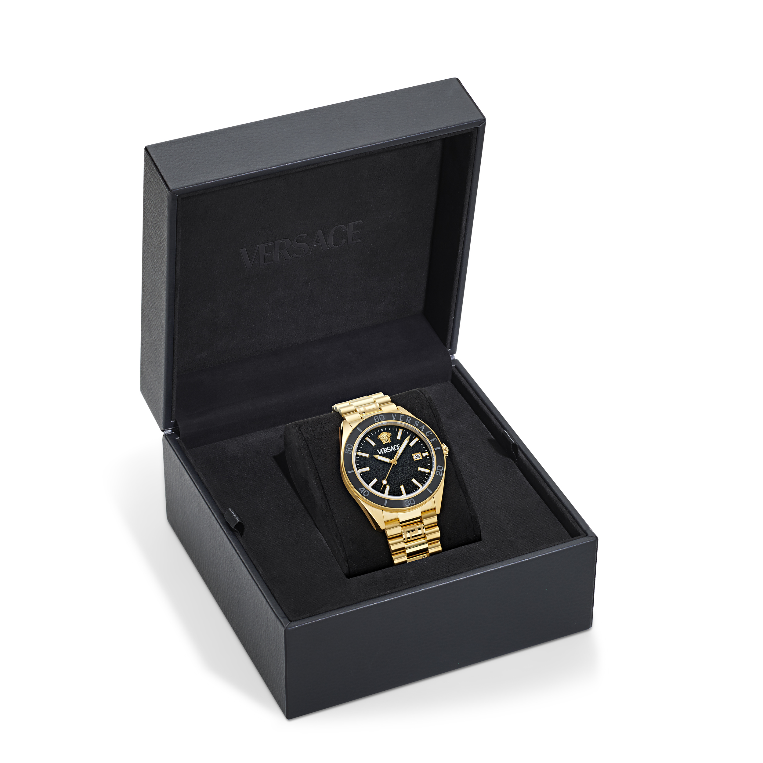 Pre-owned Versace Gold Mens Analogue Watch V-dome Ve8e00624