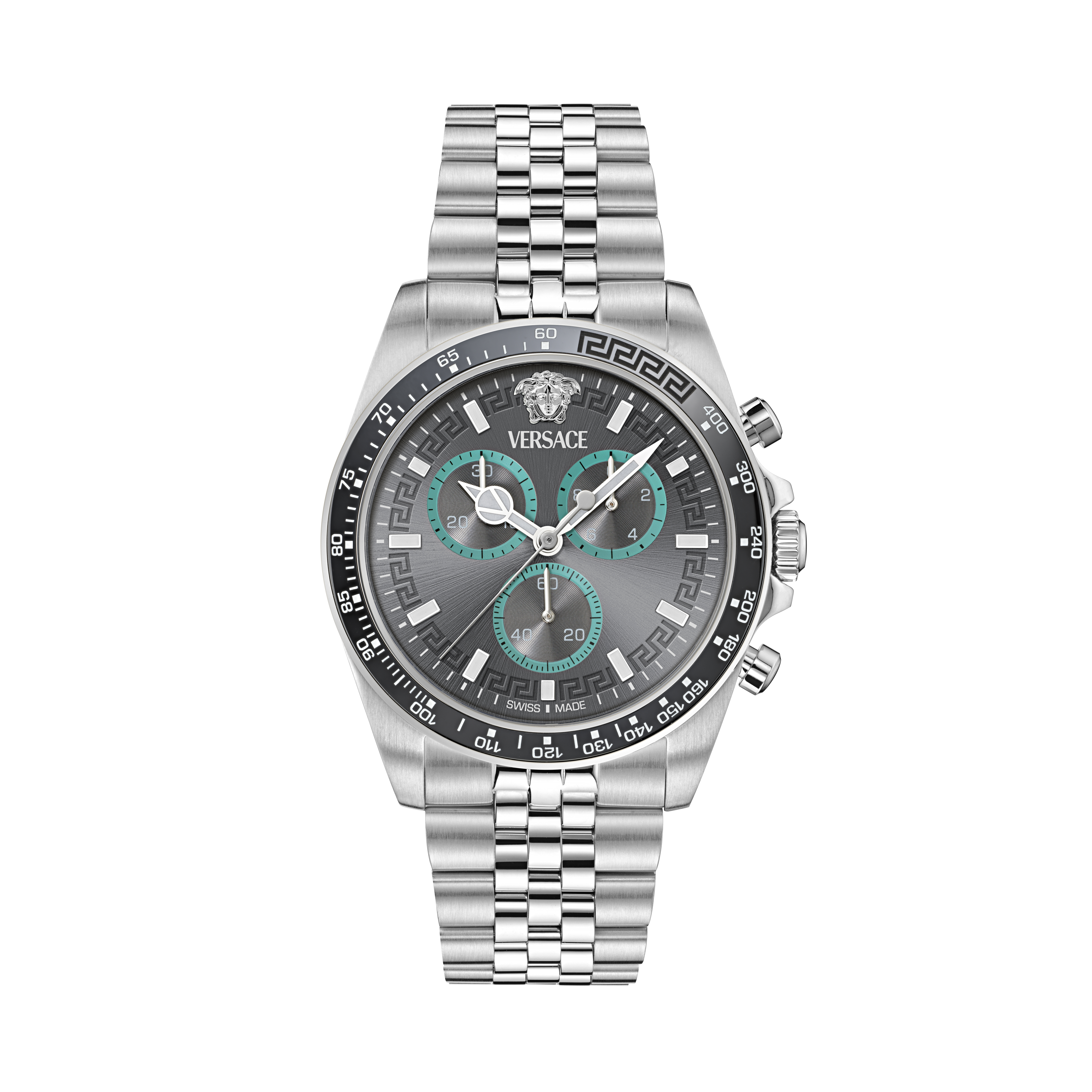 Versace Silver Mens Chronograph Watch Greca Chr Wave VE0H00325
