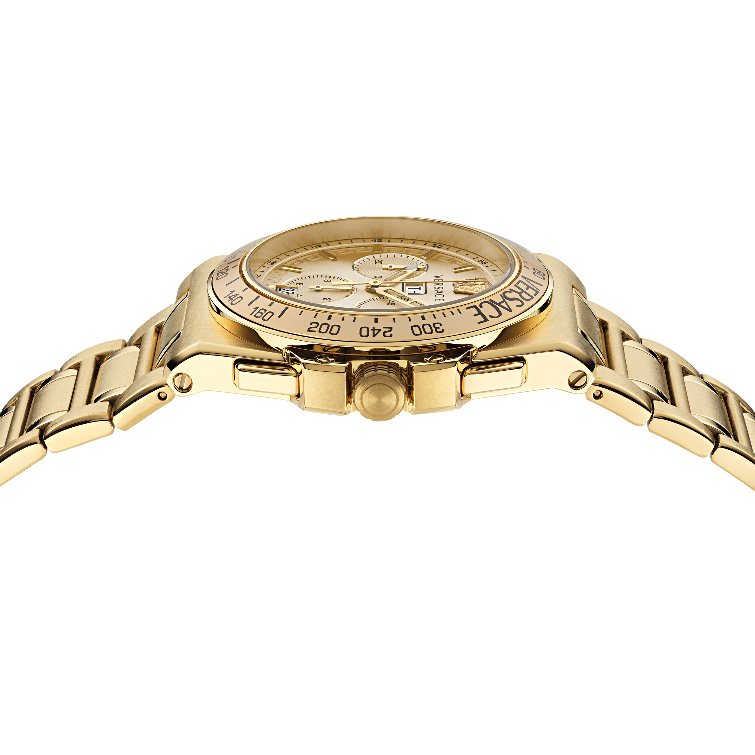 Pre-owned Versace Gold Mens Chronograph Watch Greca Extreme Ve7h00723