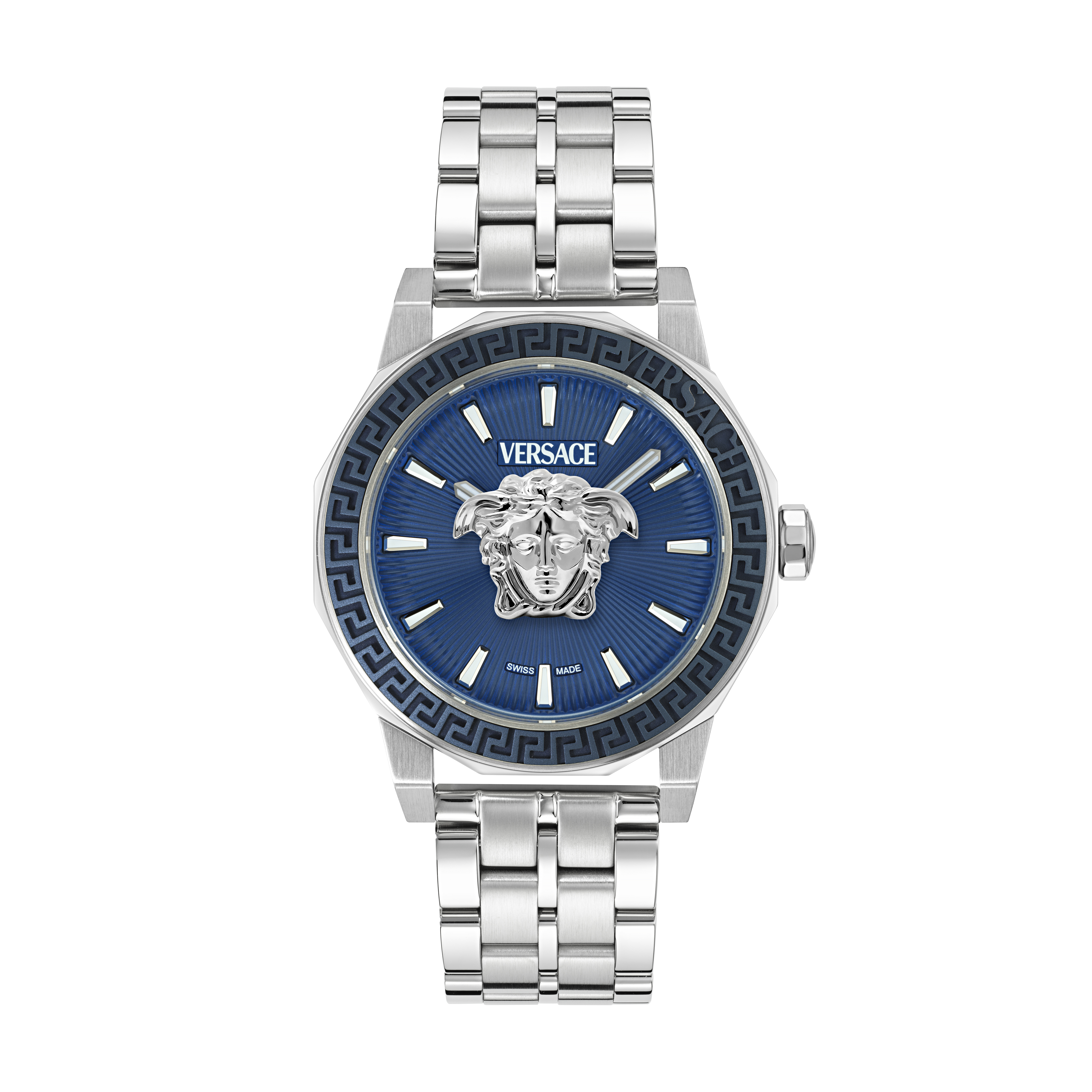 Versace Silver Mens Analogue Watch Medusa Deco VE9I00324