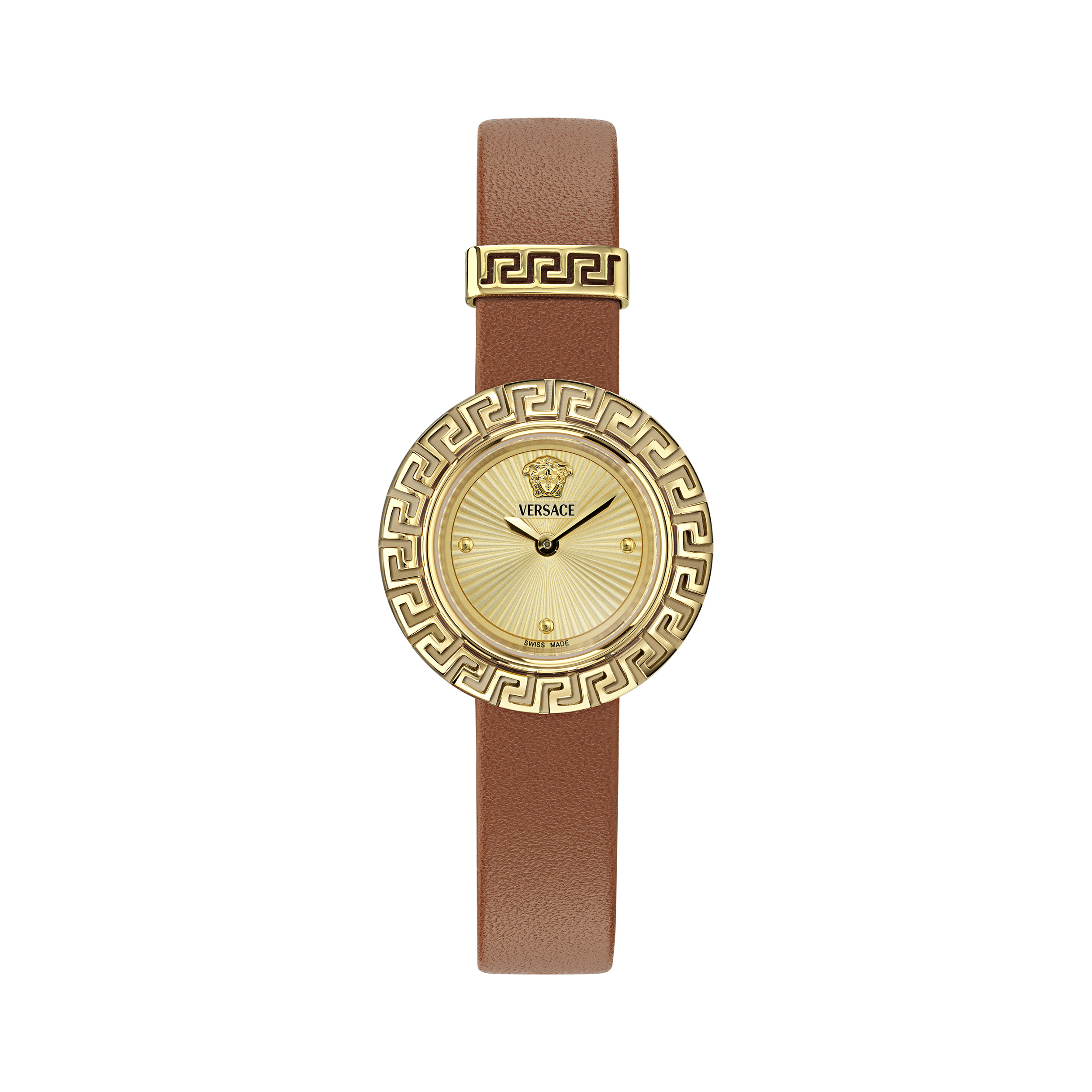 Pre-owned Versace Brown Womens Analogue Watch La Greca Ve8c00124