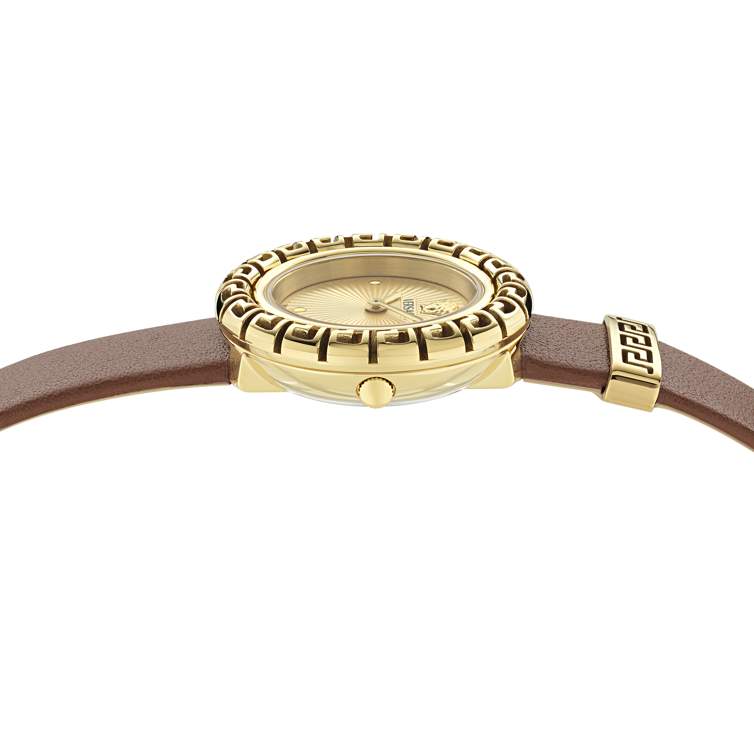 Pre-owned Versace Brown Womens Analogue Watch La Greca Ve8c00124