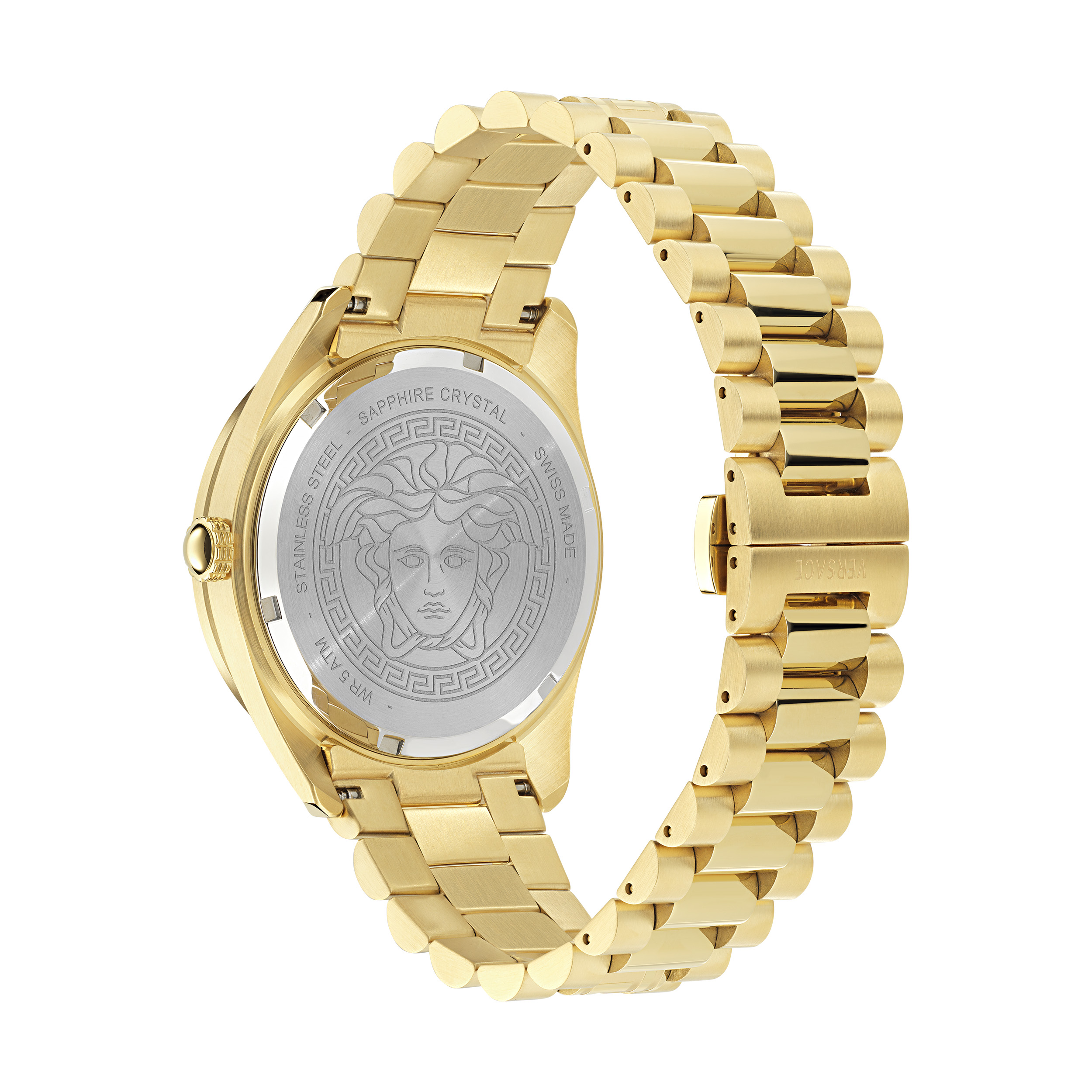 Pre-owned Versace Gold Mens Analogue Watch V-dome Ve8e00624